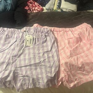 Plaid Women's Shorts in Pink and Purple